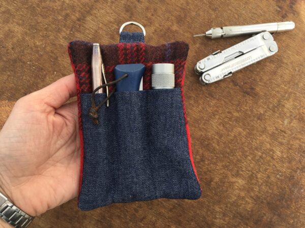 Red Tartan Tweed EDC Pouch - Every Day Carry Tool Organizer - Image 3