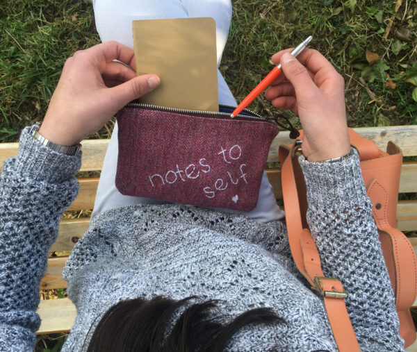 Embroidered Wool Tweed Notebook Pouch Gift Set including Moleskin Journal and Parker Pen - Image 4