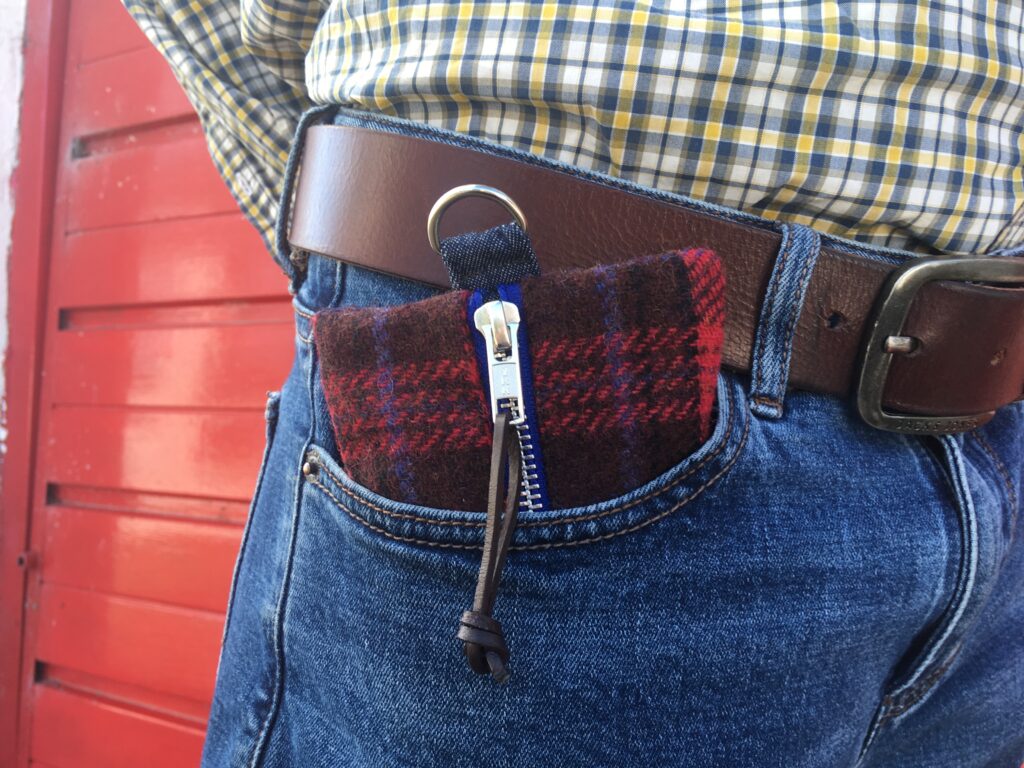 Red Tartan Check edc Pouch in Jeans Pocket for Men
