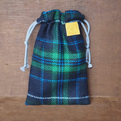 Plaid Wool Tweed Drawstring Pouch