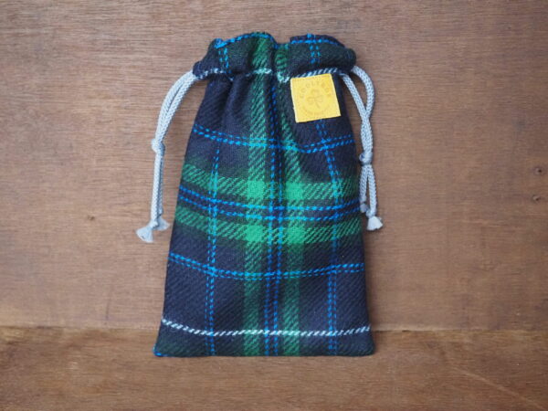 Plaid Wool Tweed Drawstring Pouch