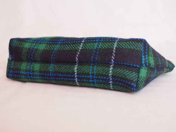 Large Tartan Tweed Cosmetic Bag with Silver Shamrock Embroidery - Image 2