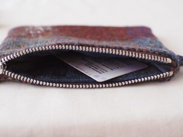 Purse with embroidered silver Shamrock in Rich Autumn Flecked Kerry Tweed - Image 6