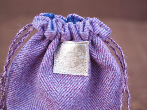 Irish Wool Tweed Orchid Herringbone Drawstring Pouch 2 Pieces Set