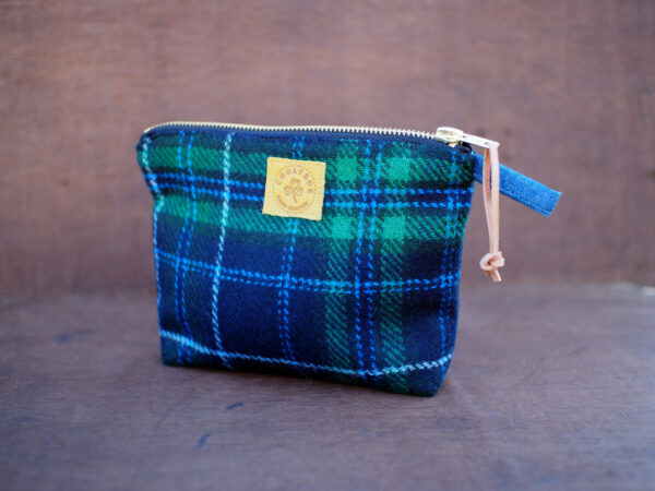 Tartan Tweed Cosmetic Bag with Golden Shamrock Embroidery - Image 3