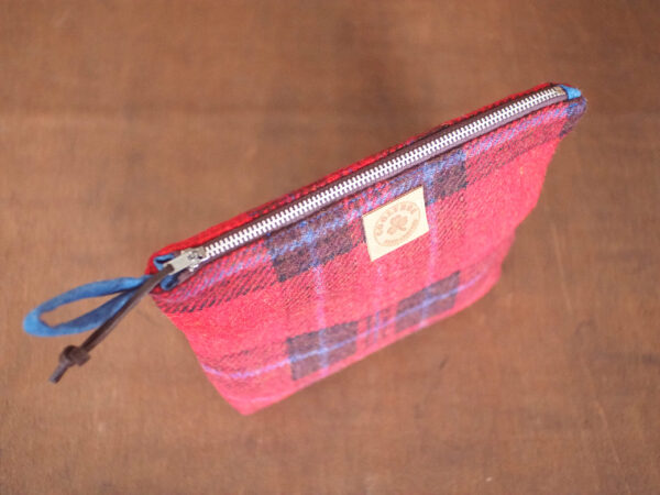 Red Tartan Check Tweed Make Up Toiletry Wash