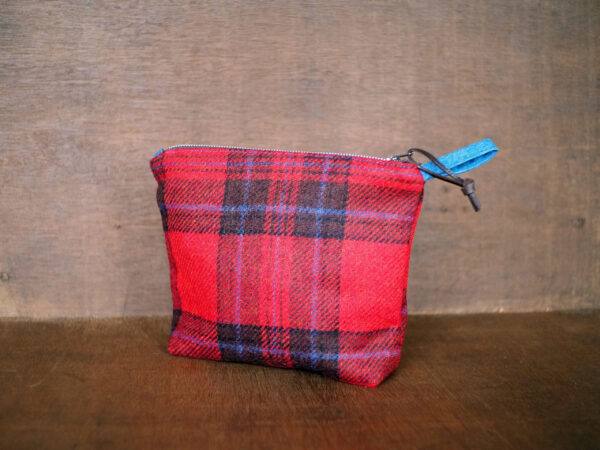 Red Tartan Check Tweed Make Up Toiletry Wash