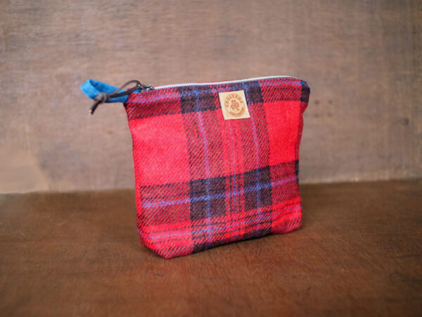 Red Tartan Check Tweed Make Up Toiletry Wash Bag