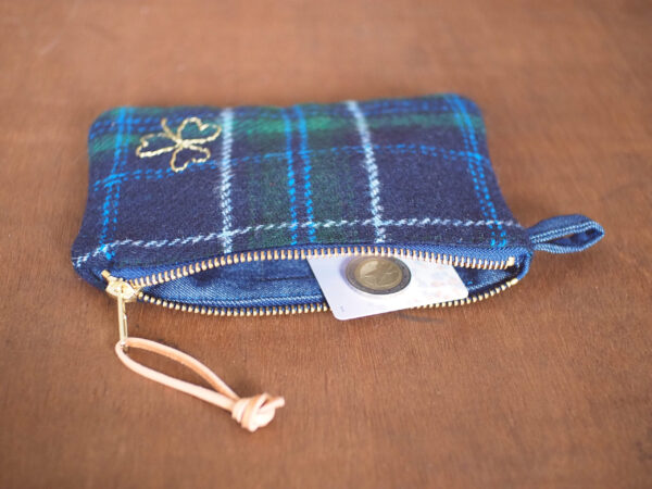 British Tweed Wallet with Shamrock Embroidery