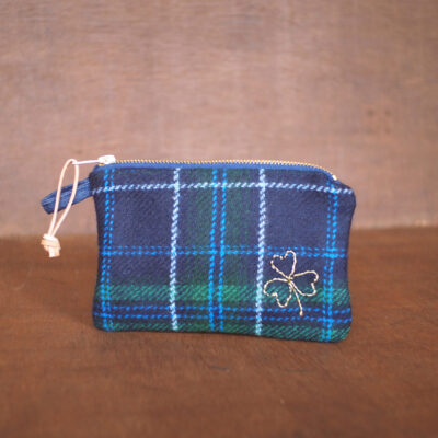 British Tweed Wallet with Shamrock Embroidery