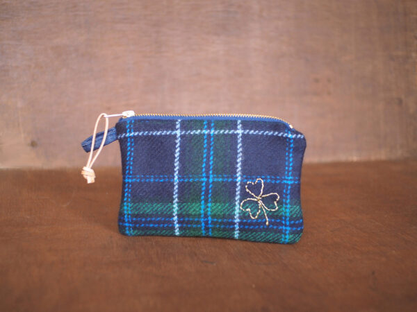 British Tweed Wallet with Shamrock Embroidery