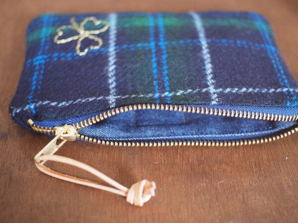 British Tweed Wallet with Shamrock Embroidery