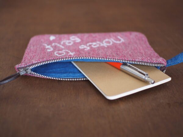 Embroidered Wool Tweed Notebook Pouch Gift Set including Moleskin Journal and Parker Pen - Image 5