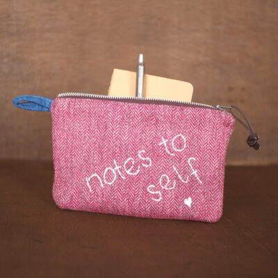 pink tweed pouch notebook gift set with parker pen
