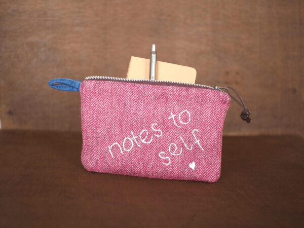 pink tweed pouch notebook gift set with parker pen