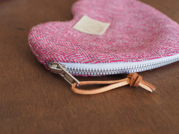 heart-shaped Herringbone Tweed Pouch