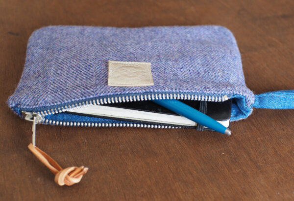 Violet Irish Tweed Wallet in Classic Herringbone Style - Image 4