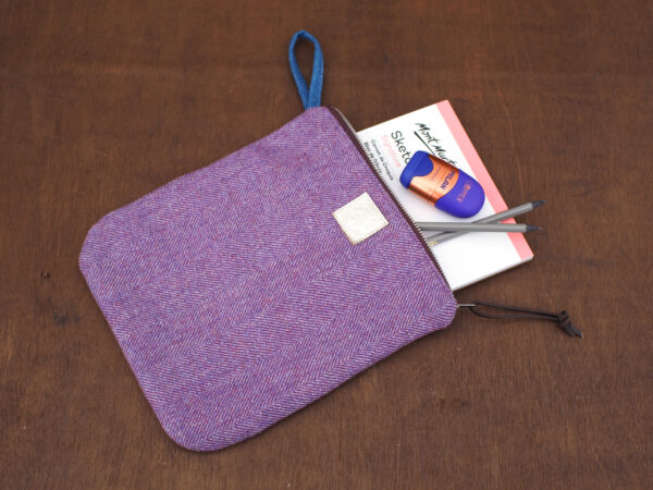 Artist gift set in orchid Herringbone tweed pouch