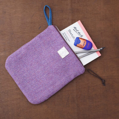 Artist gift set in orchid Herringbone tweed pouch