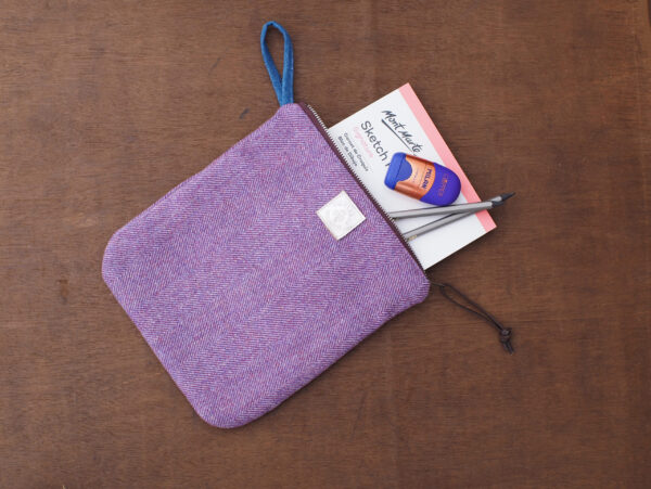 Artist gift set in orchid Herringbone tweed pouch