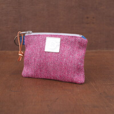 Hot Pink Herringbone Coin Purse Small Wallet