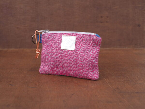 Hot Pink Herringbone Coin Purse Small Wallet