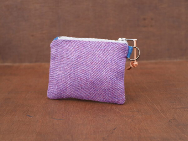 Orchid Herringbone Tweed Wool Purse - Celtic Mini Zippered Pouch - Image 3