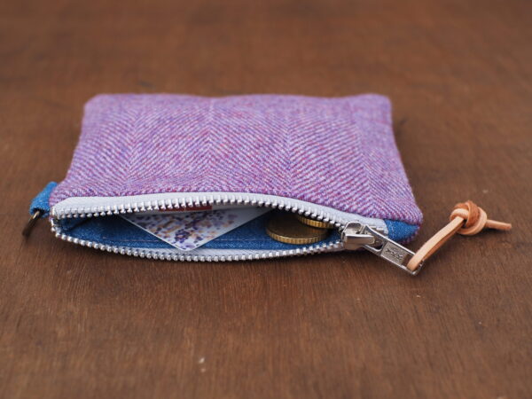 Orchid Herringbone Tweed Wool Purse - Celtic Mini Zippered Pouch - Image 2