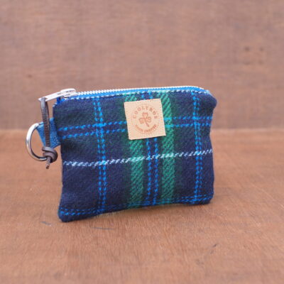 Green & Blue Tartan Check Tweed Coin Purse