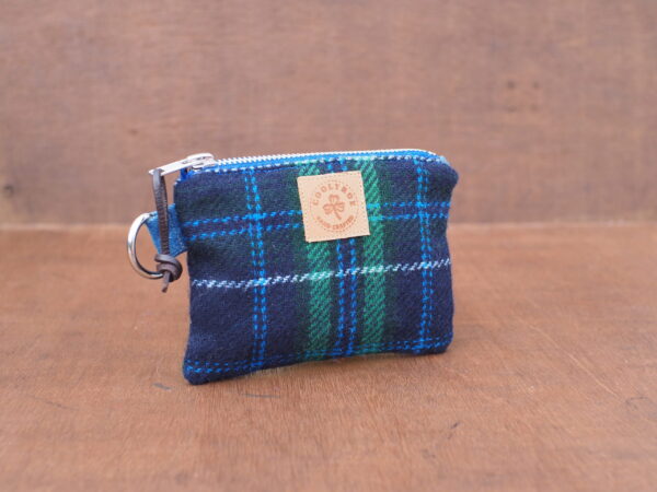 Green & Blue Tartan Check Tweed Coin Purse