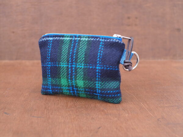 Blue & Green Tartan Tweed Wool Purse - Celtic Mini Zippered Pouch - Image 2