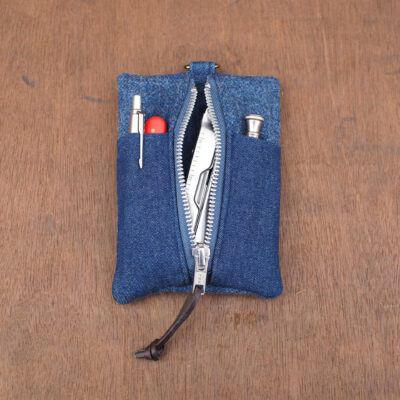 Blue Herringbone Tweed edc tool Organizer
