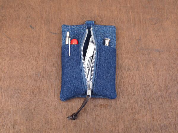 Blue Herringbone Tweed edc tool Organizer