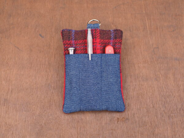 Red Tartan Tweed EDC Pouch - Every Day Carry Tool Organizer - Image 2