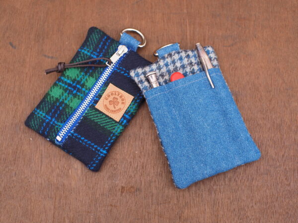 Blue and Grey EDC Tweed Pouch