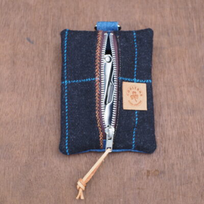 Truffle Plaid Wool Tweed & Denim EDC Pouch