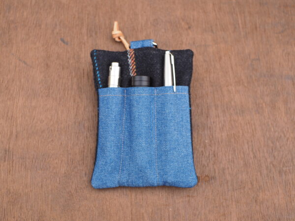 Truffle Plaid Wool Tweed & Denim EDC Pouch