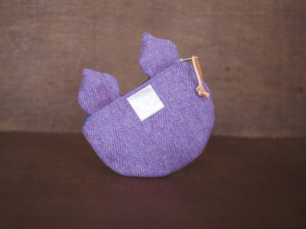 Cute Cat pouch with ears made from irish tweed