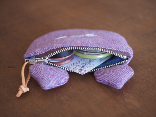 Cute Cat pouch with ears made from irish tweed